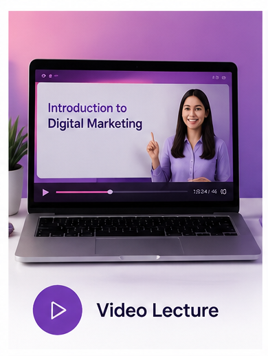 Video lecture playing on a laptop screen